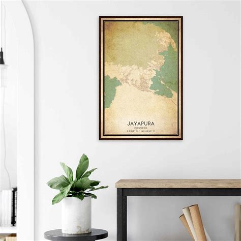 Vintage Jayapura Indonesia Map Poster, Jayapura City Road Wall Art Print - Custom Maps & Posters