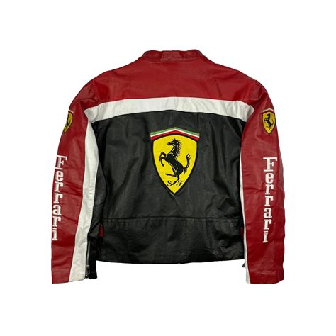 Ferrari Black & Red Men's F1 Racing Jacket Leather Jacket Leather 90s Vintage Jacket Cowhide ...