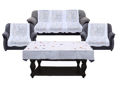Kuber Industries Leaf Cotton 7 Piece 5 Seater Sofa Cover with Center ...