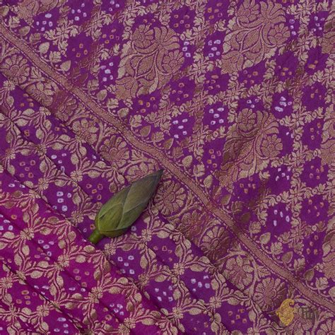 Magenta Pure Georgette Banarasi Bandhani Handloom Saree - Tilfi