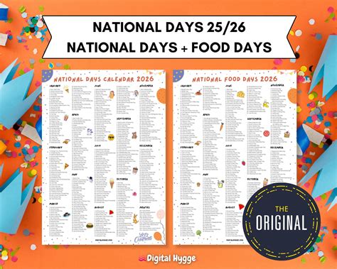 National Food Day Calendar 2026 | Calendar Printable