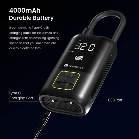 Shop Portronics VAYU Portable Tyre Inflator for car at Discount