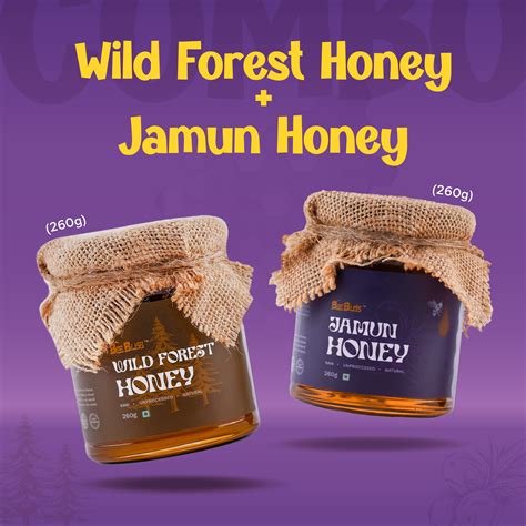 Jamun Honey + Wild Forest Honey 260 GM (Pack of 2) Raw, Pure & Natural ...