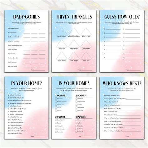 40 Gender Reveal Games Bundle Printable Gender Reveal Party Games Pink ...