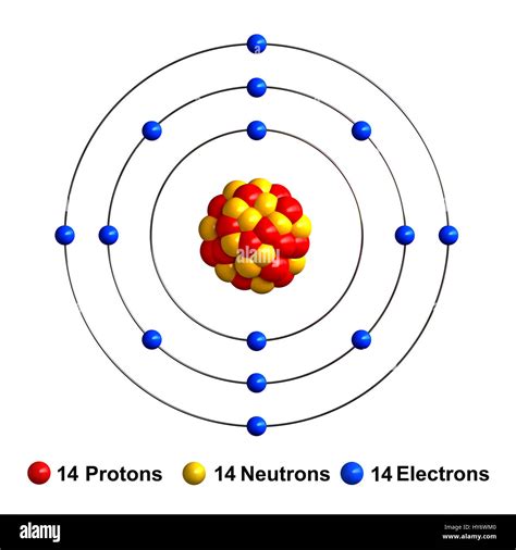 3d render of atom structure of silicon isolated over white background ...