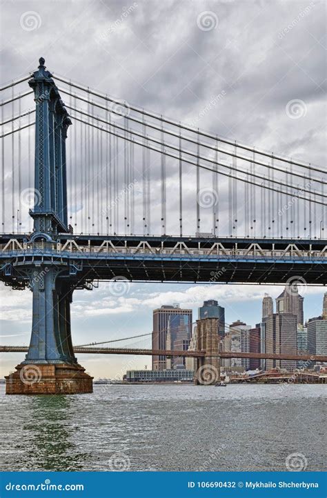 Two bridges in New York. editorial photography. Image of destinations ...