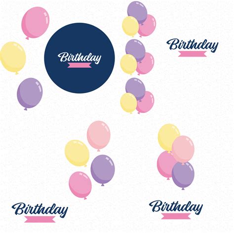 Happy Birthday design with a pastel color scheme and balloons 18712395 ...