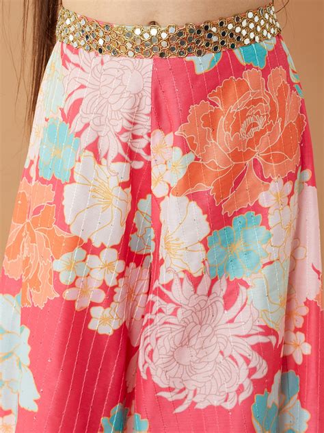 Buy Girls Floral Printed Pure Cotton Top with Palazzos