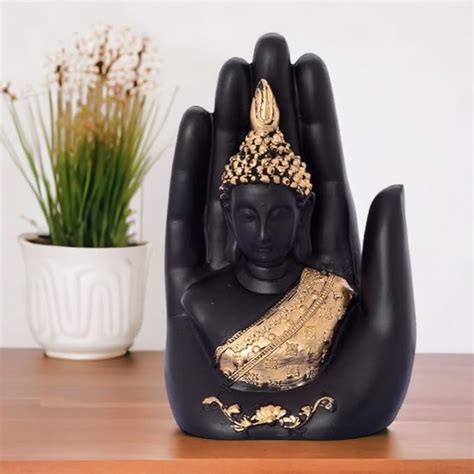 Buy SkyKey Golden Handcrafted Palm Buddha Polyresin Showpiece (12.5 cm ...