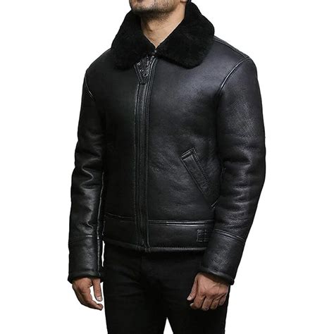 Men Aviator Black Leather Jacket - Prime Leather