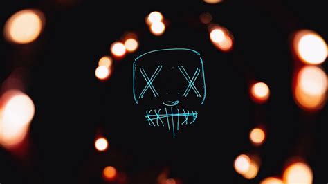 Wallpaper mask, neon, glare, dark hd, picture, image