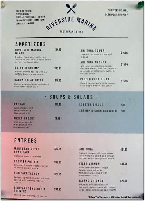 Riverside Marina Restaurant in New Jersey / Menus & Photos