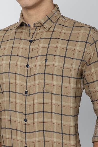 Buy Men Beige Slim Fit Check Full Sleeves Casual Shirt Online - 697450 ...