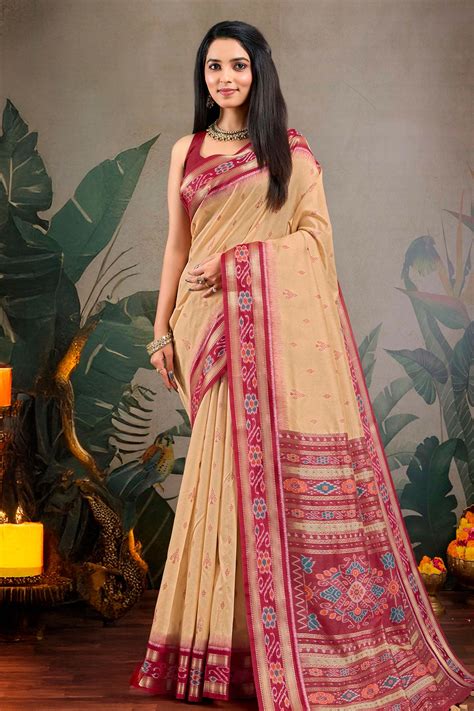Cream Silk Saree with Subtle Zari Accents – Meena Bazaar