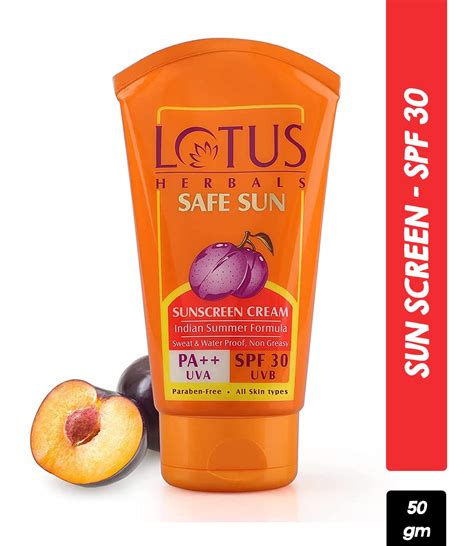 Buy Lotus Herbals Safe Sun Skin Lightening Anti Tan Sunblock PA+++ SPF ...