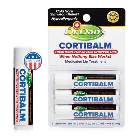 Dr. Dan's Cortibalm -3 Pack -for Dry Cracked Lips - Healing Lip Balm for Severely Chapped Lips ...