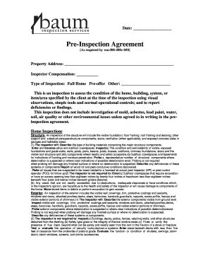Fillable Online Pre-Inspection Agreement.doc Fax Email Print - pdfFiller