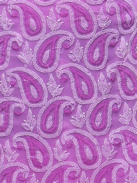 Seva Chikan Hand Embroidered Purple Georgette Lucknowi Chikankari Unst