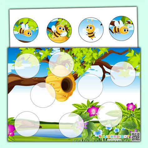 Printable Funny Bees Puzzle Activity for Kindergarten