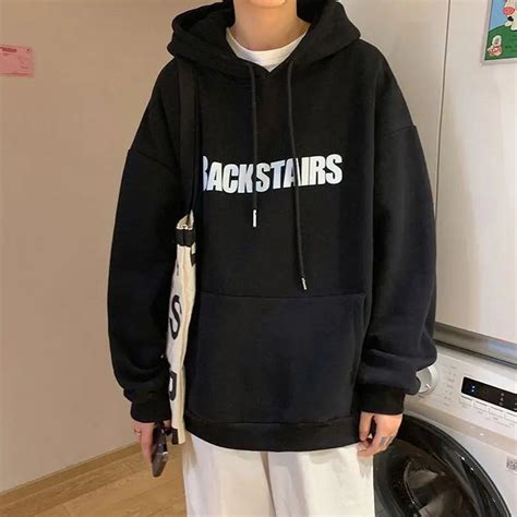 Japanese Korean Fashion Y2K Printed Oversized Pullover Hoodie For Men ...