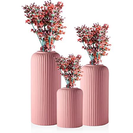 Buy Lasaki Evelyn Pink Set of 3 Ceramic Flower Vase for Living Room ...