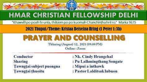 Counselling & Prayer – Hmar Christian Fellowship Delhi