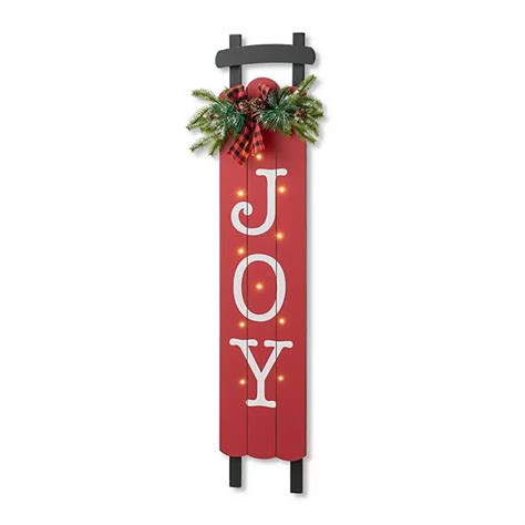 Glitzhome 40" H Lighted Wooden Sleigh Sign, Joy Porch Sign Decorative ...