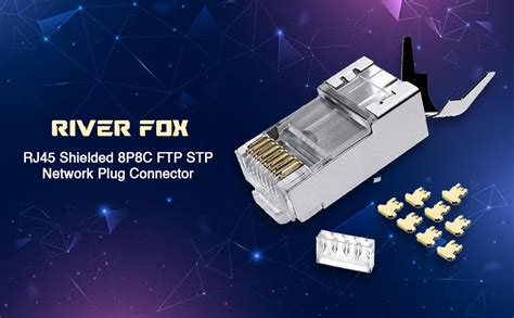River Fox RJ45 Shielded 8P8C FTP STP Network Plug Connector for CAT5E ...