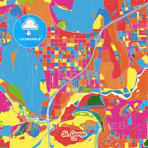 St. George, Utah, United States Crazy Colorful Street Map Poster ...