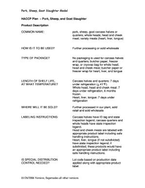 Fillable Online Pork, Sheep, Goat Slaughter Model Fax Email Print ...
