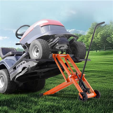 KFFKFF Lawn Mower Lift Jack, Supports up to 500 Lbs, Robust Carbon Steel Grass Cutter Elevator ...