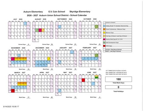 Auburn City Schools Calendar 2026-2027 [Academic Year]