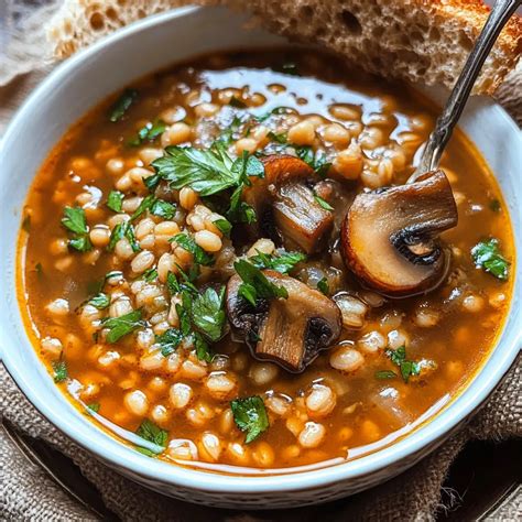 Cozy Vegetarian Mushroom Barley Soup That's Pure Comfort - harvestkitchenry