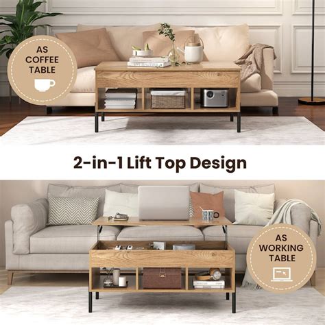 Costway Lift Top Coffee Table with Storage Compartment and 3 Open ...