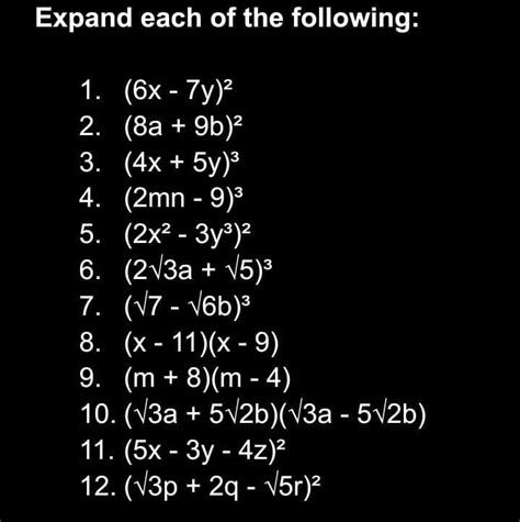 Expand each of the following - Brainly.in