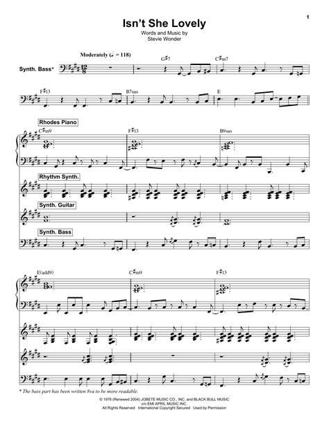 Isn't She Lovely by Stevie Wonder Sheet Music for Keyboard ...