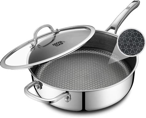 Amazon.com: Frying Pans Nonstick with Lid,Hybrid Non Stick 6.5 Quart ...