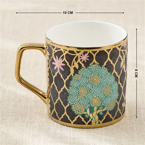 Buy Whirl Director Set of 4 Bone China Printed Coffee Mugs - 220ml from ...