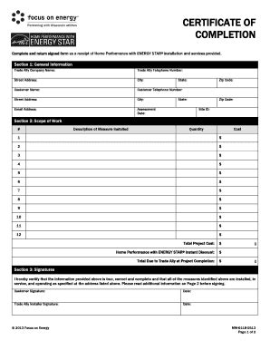 Certificate of Completion - Fill Out, Sign & Share Online | pdfFiller