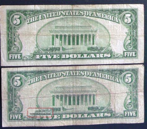 One 1934 $5 Silver Certificate & One 1928b $5 United States Note ...