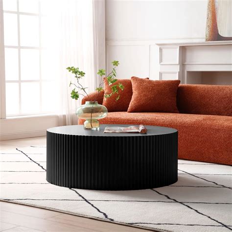 Amazon.com: kevinplus Black Round Coffee Table Modern Side Table End ...