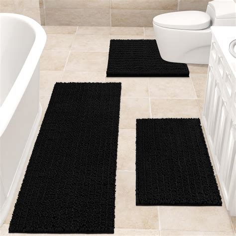 Amazon.com: ACCUMTEK Upgrade Extra Large Black Bathroom Rug Set 3 ...