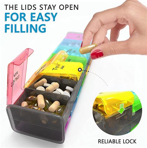 Extra Large 7 Day Pill Organizer - XXL Weekly AM PM Pill Box for ...