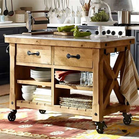 Modern Kitchen Island Table Dining Room Prep Table with Open Shelves - 55"L x 29.5"W x 35.5"H ...
