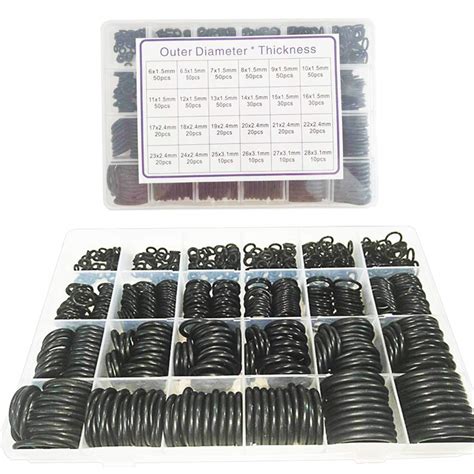 NBR O Ring Kit Assortment Set - 24 Sizes, 740pcs Rubber Sealing Seal ...
