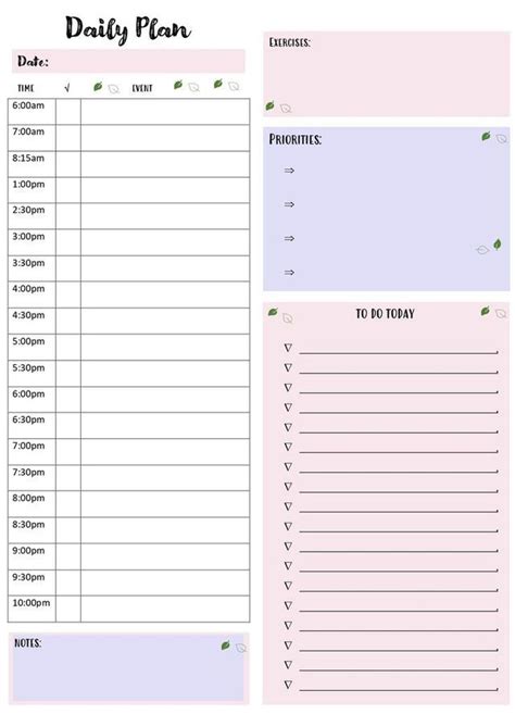 Image result for Daily Plan Example