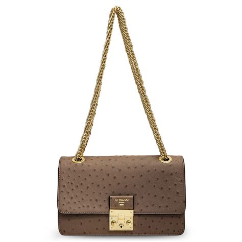 Small Ostrich Leather Shoulder Bag - Slate – Da Milano