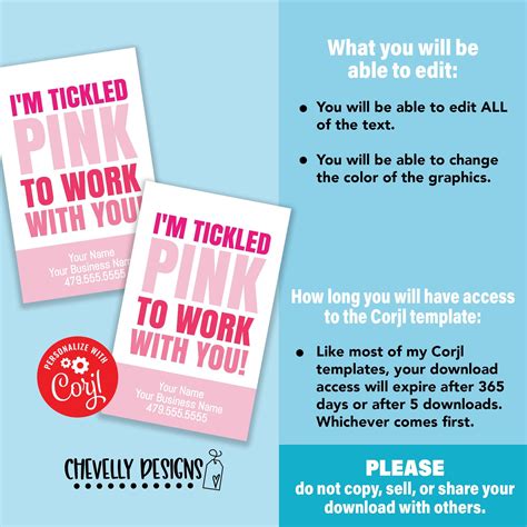 EDITABLE - I'm Tickled Pink to Work With You - Printable Referral Gift ...
