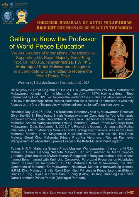 THE KINGDOM OF KUTAI MULAWARMAN His Royal Majesty Great King (Prof. Dr. Hc. M.S. P. A ...