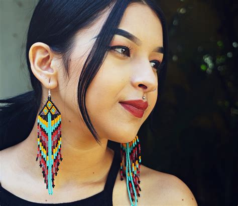 Native American Beaded Earrings, Earrings for Women, Handmade Jewelry, Boho Hippie | Biulu ...